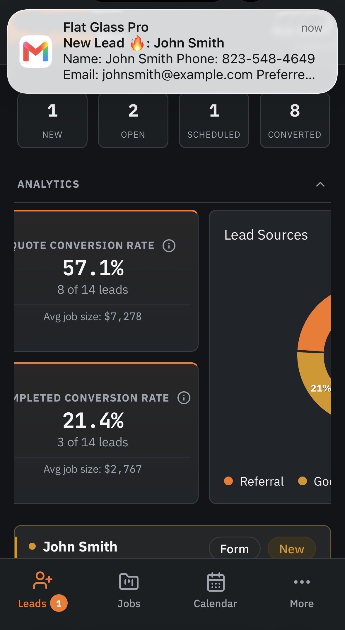 Flat Glass Pro Mobile App - Leads